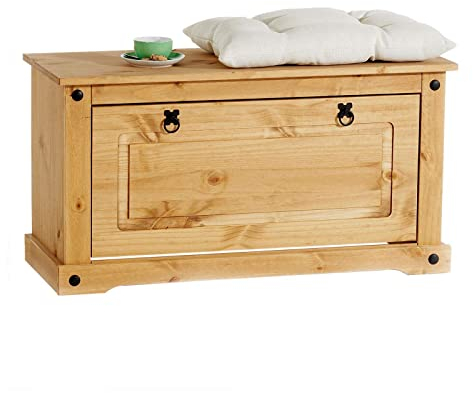 IDIMEX Banc Coffre à Chaussures Tequila Style Mexicain 1 abattant en pin Massif à la Finition cirée