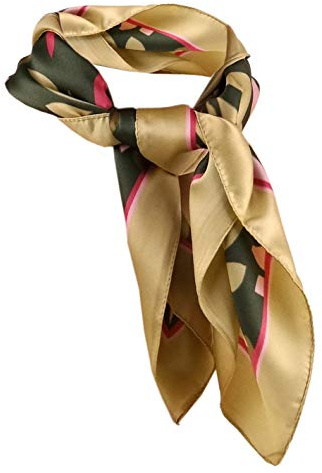 TigerTie Nickituch Satin beige braun magenta olivegrün rosa Blumenmuster - Gr. 50 x 50 cm