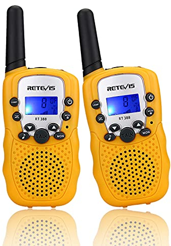 Retevis RT388 Giocattoli Bambini, Walkie Talkie Bambini con Serratura a Chiave, VOX, Natale Regalo da Esterno per Bambino di 4-12 Anni per Attività Esterna, Interna, Festival (Giallo, 1 Paio)