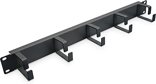CABLEPELADO Panel guiacables Armario Rack 19 de 1U | Panel de conexión de Cables Rack | 5 Anillas | para gestión de Cables | Ancho: 490 mm x Altura: 45 mm | Metal | Negro