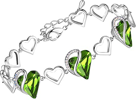 Leafael Festa della Mamma Bracciale Donna Cuore Infinity Love con Pietra dei Desideri e Cristalli Portafortuna Gioiello Anallergico Argento o Oro Rosa con Scatola Regalo Estensore Catena 7+2 Pollici