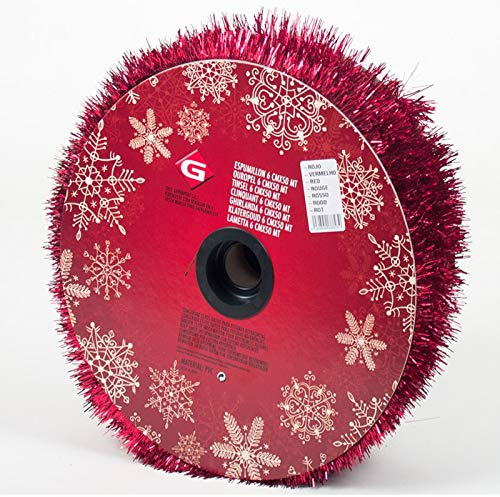 Aurora Store Festone Natale Ghirlanda Orpello Lucido 50 mt Rosso Striscione Diametro 5cm Filo Decorazione Ciniglia Fuori Porta Natalizie Decorazione Addobbi per Negozi,Case, Giardino, Esterni