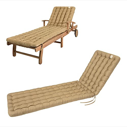 HAVE A SEAT Luxury - Liegenauflage, Auflage Gartenliege (Beige) 200 x 60 cm, 8 cm dick, waschbar bei 95°C, Trockner geeignet, Bequeme Polsterauflage für Sonnenliege, Liegestuhl, Relaxliege