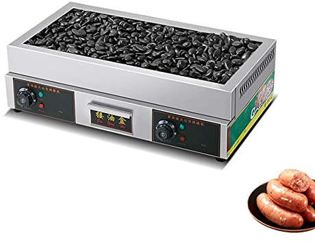 MNSRRN Commercial Small Volcanic Stone Hot Dog Machine, Hot Dog Warmer with Small Stone Heat Conduction Fast Countertop, Commercial Domestic Barbecue Machine,Electric