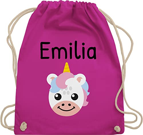 Turnbeutel Rucksack - Einhörner - Süßes Einhorn - Unisize - Fuchsia - kindergarten krempel beutel einhornrucksack unicorn name stoffbeutel kindergartenbeutel kinderturnbeutel unicorns