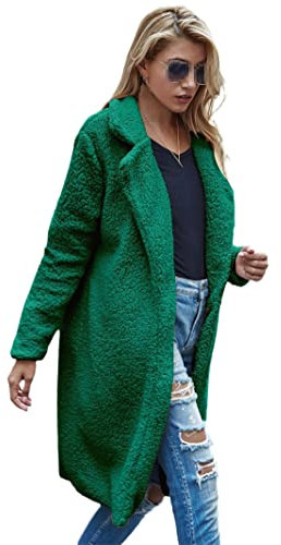 Damen Jacke Mantel Frauen Warm Oberbekleidung Casual Kunstfell Mantel Weich Cardigan Wintermantel, grün, 38