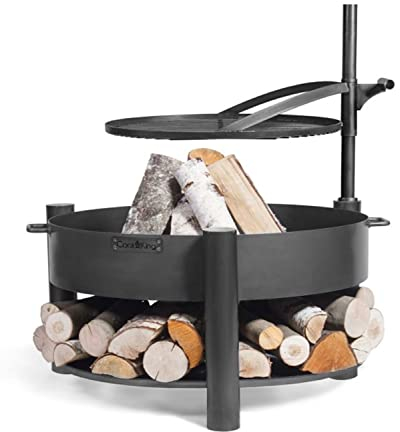 Feuerschale Montana X Ø 80 cm mit drehbahrem Rost Ø 60 cm aus Stahl als Wärmequelle oder Grill CookKing