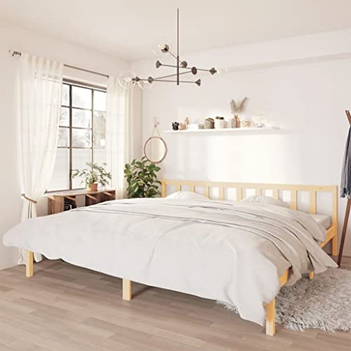 WIFESE Letto in legno massello di pino 200 x 200 cm, letto matrimoniale per ragazzi e ragazzi, struttura per letto in pallet, stile moderno, durevole e confortevole, adatto per ogni camera da letto