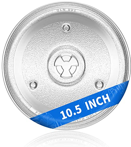 Yibracki 10.5 Inch /27cm Microwave Glass Oven Plate Replacement for Hamilton Beach - 252100500497, HB-P90D23, 10-1/2 inch Microwave Glass Turntable Tray for Sunbeam, GE, Emerson P23, Panasonic, Avant