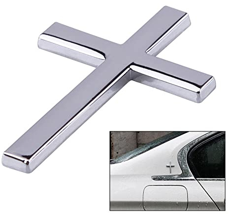 Silber Auto 3D Metall Kreuz Christian Seite Körper Emblem Abzeichen Aufkleber