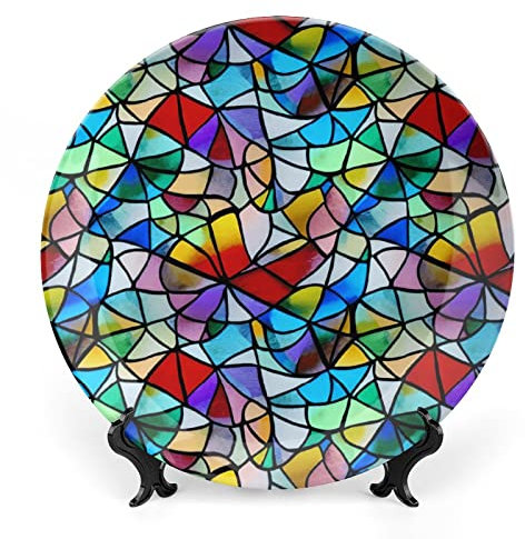 Gokays Piatto decorativo colorato in vetro colorato, decorazione per la casa, piatti in ceramica, regali di nozze, piatti da cena, per soggiorno, camera da letto, corridoio, consolle, tavolino da 15