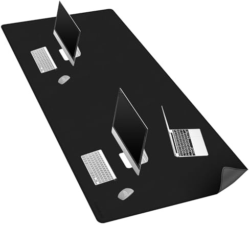 Chihein PU-Leder Schreibtischunterlage 180 x 90cm, Doppelseitiges Schreibtischunterlage filz, Laptop Schreibtischmatte wasserdichtes für Büro und Zuhause (Grau/Schwarz)