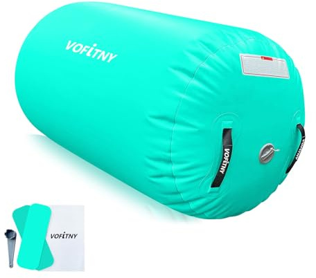VOFiTNY Aufblasbare Rolle Gymnastik Yoga Turnmatte Air Barrel Tumbling Track Yoga Fitness Rückwärtssalto Trainingshilfe Zylinder Balance Trainer Sport Workout Fitness Luft Roller Ohne Pumpe