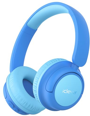 iClever Cuffie Bluetooth per bambini, batteria da 60 ore, 74/85 dBA limite di volume, suono stereo, tipo C, Bluetooth5.4, cuffie per bambini senza fili, con microfono per tablet/viaggi