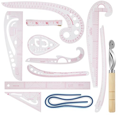 HOODANCOS Kurvenlineal Nählineal Set mit Verschiedenen Formen für Präzises Messen Leicht und Flexibel für Nähen Schneiden und Bastelprojekte