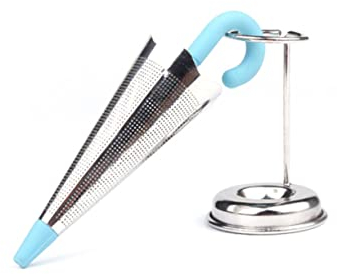 Zerodeko Elegant Umbrella Tea Strainer Mug Extra Fine Mesh Stainless Steel Silicone Tea Infuser Filter for Lovers