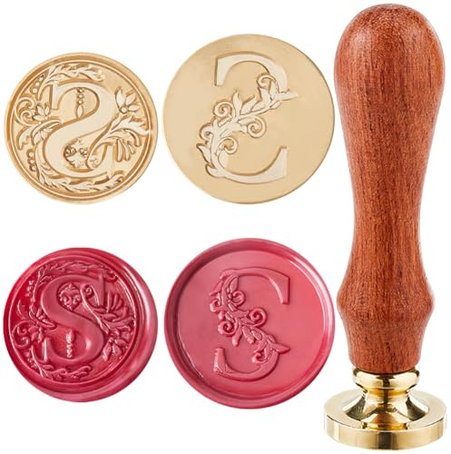 craspire 2 Stile, Buchstabe S, Wachssiegel-Stempelkopf, Initialen, Vintage-Retro-Alphabet, 25 mm Abnehmbarer Messingkopf, Set Mit 1 Holz-Siegelstempelgriffen Für Hochzeitsumschläge, Einladungen