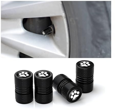 JNNJ 4 Pezzi Tappi Di Tenuta Delle Valvole Dei Pneumatici, Cappucci per Stelo Valvola in Alluminio, Tappi Valvola per Pneumatici Antipolvere, Auto Ruota Cappuccio Universali per Bicycle(Impronte)