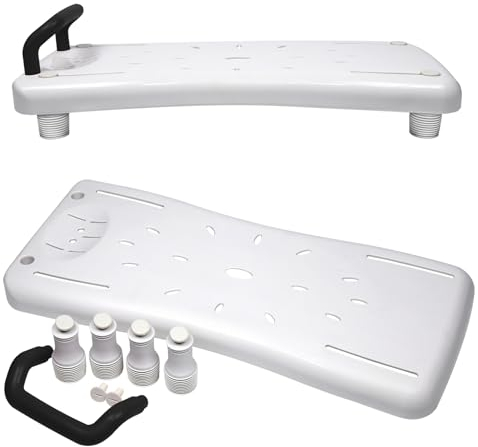 FIVMEN Badewannenbrett Badewannensitz Senioren Erwachsene mit Ergonomisch Griff, Wannensitz rutschfest Duschbrett Badewanne Brett, Schwarz
