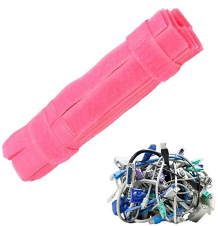 Beufee Reusable Cable Ties, 50pcs/lot Cord Organizer Ties Cable Organizer Reusable Cable Ties Cable Straps Cable Management Straps Wire Ties for Office Home Data Centers(Pink)