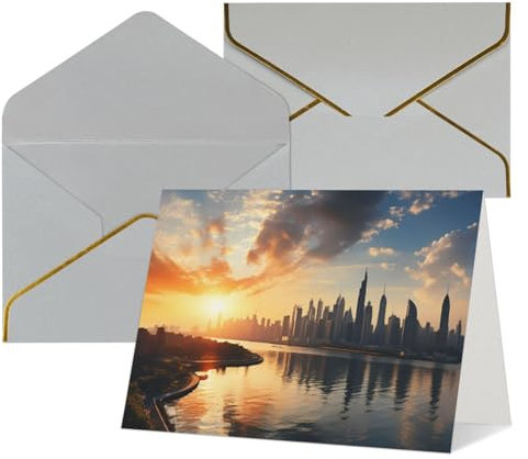 NONHAI Thinking of You Karten mit Umschlägen, Grußkarten, New York im Sonnenuntergang, Blanko-Karten für alle Anlässe, Geburtstag, Hochzeit, Dankeschön, Ermutigung, Notizkarten
