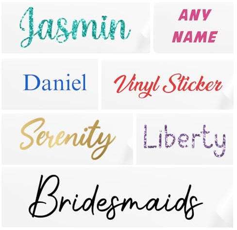 Personalised Vinyl Name Stickers | 33 Colours | Perfect for Weddings Glass Gift Boxes Bottles School | Vinyl Decal | Organising Labels | Custom Business Decals | Calligraphy Stickers