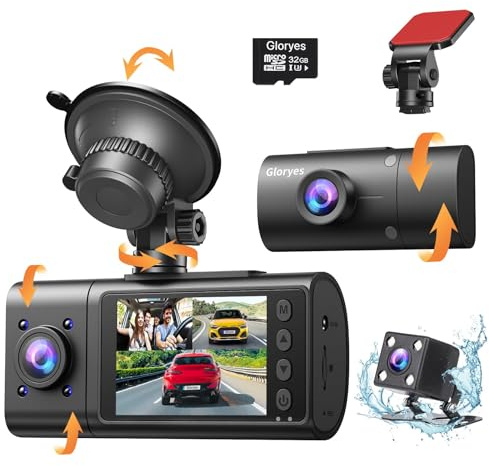 2025 Dash Cam, 3 Channel Dash Cam Front and Rear Inside, Interior Car Camera,2.5K/1440P Single Front Dash Camera,IR Night Vision, G-Sensor, Free 32G SD Card, Parking Monitor 1S Recording