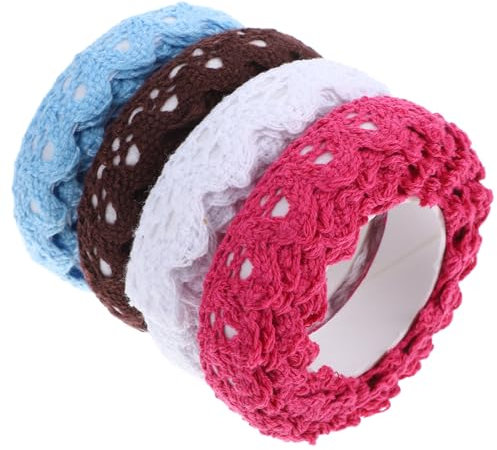 Sewroro 4rollen Selbstklebende Spitzenbänder Für Diy-projekte Elegante Baumwoll-spitzen Mit Zarten Mustern Für Scrapbooking Basteln Und Farben Himbeere
