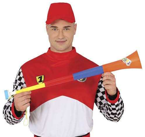 FIESTAS GUIRCA | Folding Multicolour Vuvuzela (29 in) - Cheerleading Trumpet for Sports Parties and Celebrations - Musical Instrument for Events and Fancy Dress Parties - Multicolour