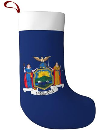 BREAUX New York Flagge Weihnachtsstrümpfe, ultraweiche Samt-Weihnachtsstrümpfe, Kamindekoration, 45 cm