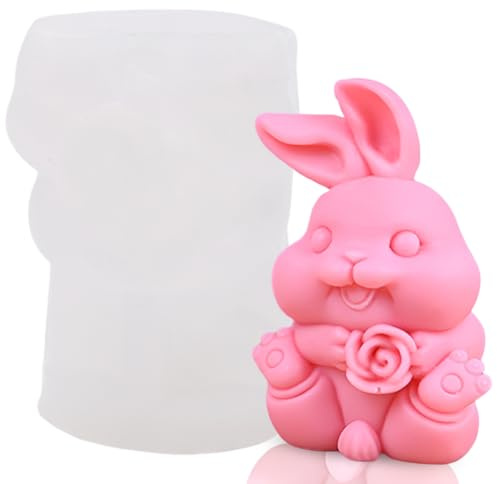 XNAUVOI Lapin de Pâques Moulle Bougies, Moules en 3D en forme de lapin de Pâques, Moule à bougie en silicone, pour Bougies Ornements Décoration de Gâteau Savon