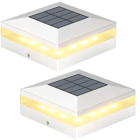 Viewsun 4x4 Solar Post Cap Lights, 2 Pack 3 Color Modes Fence Post Solar Lights Outdoor, Waterproof Solar Powered with 72 LEDs, Decorating for Fence, Deck, Garden