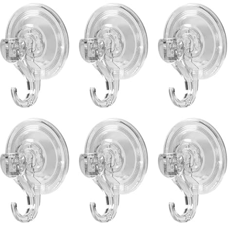 DecorDwell 6 Pack Saugnapf Haken, Mehrzweck Saugnäpfe, Saughaken Ohne Bohren, Wiederverwendbar Transparent Saugnapfhaken, Extra Stark Vakuumhaken, Wandhaken bis zu 3 kg für Küche Bad, 7cm Durchmesser