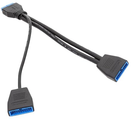 Pzuryhg Motherboard, USB 3.0 Header Splitter Cable, 19/20-Pin Y-Type Extension, Port Expansion, Shielded for Stable Data Transfer, Connecting Cameras, Laptops, Printers, and Scanners