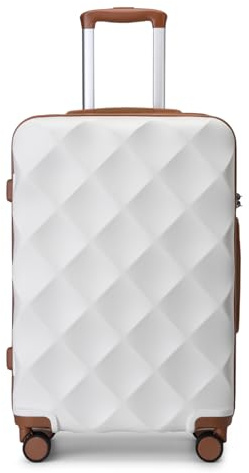 British Traveller Mittelgroßer Koffer 64x43x26.5 cm Leichter Reisekoffer aus ABS+PC mit TSA-Schloss, 4 Rollen Koffer Trolley