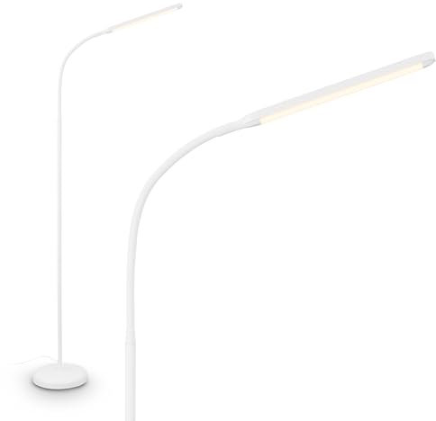 BRILONER - Lampada LED con dimmer touch continuo, memoria, USB-C, accensione/spegnimento separato, luce bianca calda, ideale per soggiorno, Ø21x170 cm, Bianco