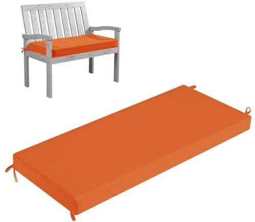 HJZPWB Cojin Banco Exterior 5 cm de Grosor Cojines para Banco Impermeable Colchoneta Banco Jardin Desmontable Cojines Banco Exterior Jardin Antideslizante Cojin para Banco,Naranja,80 * 35 * 5cm