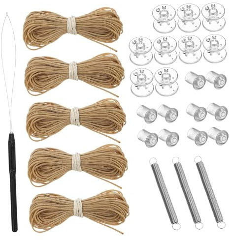 VALICLUD Rv Pleated Shade Repair Kit Brown Cord Hold Down Pulley for Window Shades Convenient Pleated Blind Restringing Tool