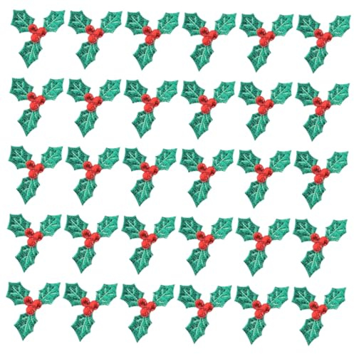 CONGARTENO 100 Pezzi Decorazioni Natalizie DIY Foglie Agrifoglio con Bacche Rosse per Addobbi Albero e Feste Natale Accessori Decorativi per Ghirlande e Festivi
