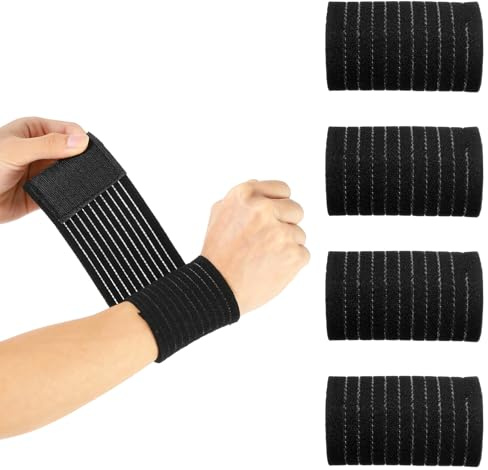 4 stycken elastiska handledsbandage sport handbandage handled handledsbandage andas handledsstöd sportmanschett justerbar för män kvinnor gym tennis styrketräning