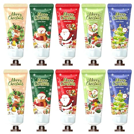 Lot de 10 crèmes pour les mains de Noël, mini crèmes pour les mains, coffret cadeau, crème pour les mains, cadeau de Noël pour femmes et hommes(20g)