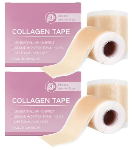 2pcs Silicone Wrinkles Tape with Collagen –Advanced Collagen Tape for Wrinkles,Ultra-Thin Silicone Wrinkles Sheets,Moisturizing Face Tape for Wrinkles,Silicone Patch Repair for Face,Body Wrinkles