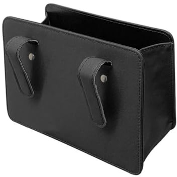 Helilyco Bote de basura portátil para coche, plegable, impermeable, de piel, con ganchos, color negro, 20,5 x 14,5 x 4 cm
