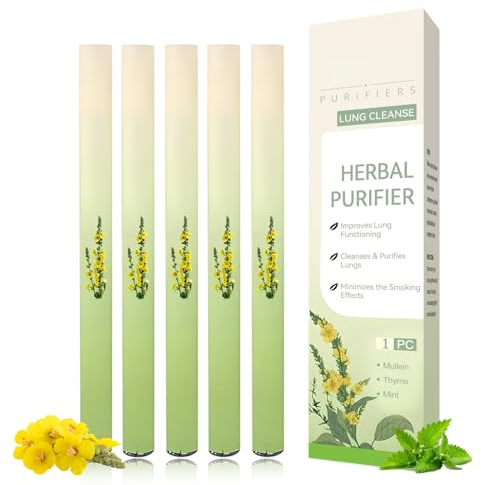 Lungenreinigung - Herbal Purifier 5PCS - Herbal Diffuser Pen mit mit Mullein, Menthol & Thymian - Kräuter Inhalierstift für Frisches Atemgefühl - Lungenrein Mullein Inhalator Pen für Alltag & Reise