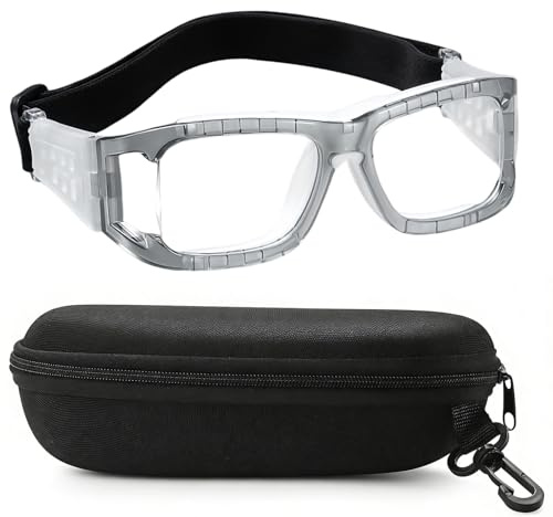 Yuziwi Sportbrille – Stoßfeste Schutzbrille mit verstellbarem Kopfband für Basketball, Fußball & Outdoor. Klare Sicht, sicherer Halt (1.57 Grau -0.5 D)