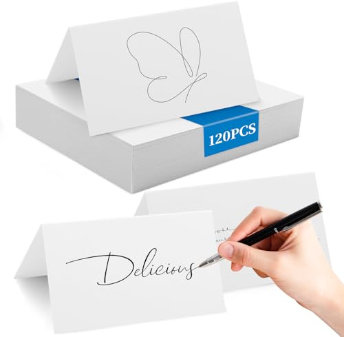 120 Pack White Name Place Cards,10×8.9cm Place Setting Cards Foldable Name | Tent Place Cards for Table Setting Can be Used for Table Reservations,Weddings,Parties and Birthday Celebrations