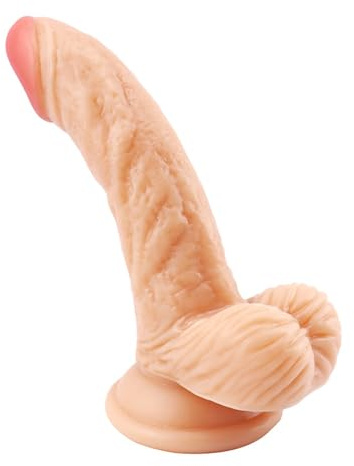 Portable, waterproof, 15.5 cm realistic soft and flexible design with strong suction cup base for women, hands-free use-J0504