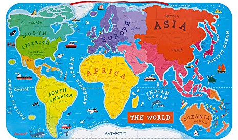 Janod - 4505504 - Puzzle magnétique - Carte du monde en anglais - 92 pièces