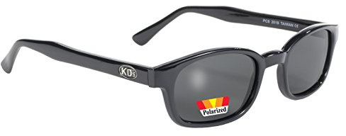 Occhiali da sole originali KD's Biker con lenti polarizzate Smoke, Montatura nera/Lenti Grigio Scuro, Taglia unica