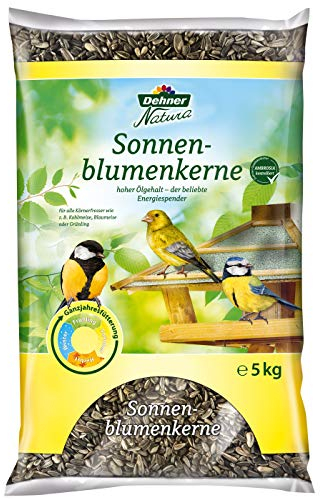Dehner Natura Premium Wildvogelfutter, Sonnenblumenkerne, Ganzjahresfutter proteinreich / energiereich, hochwertiges Vogelfutter für Wildvögel, 5 kg
